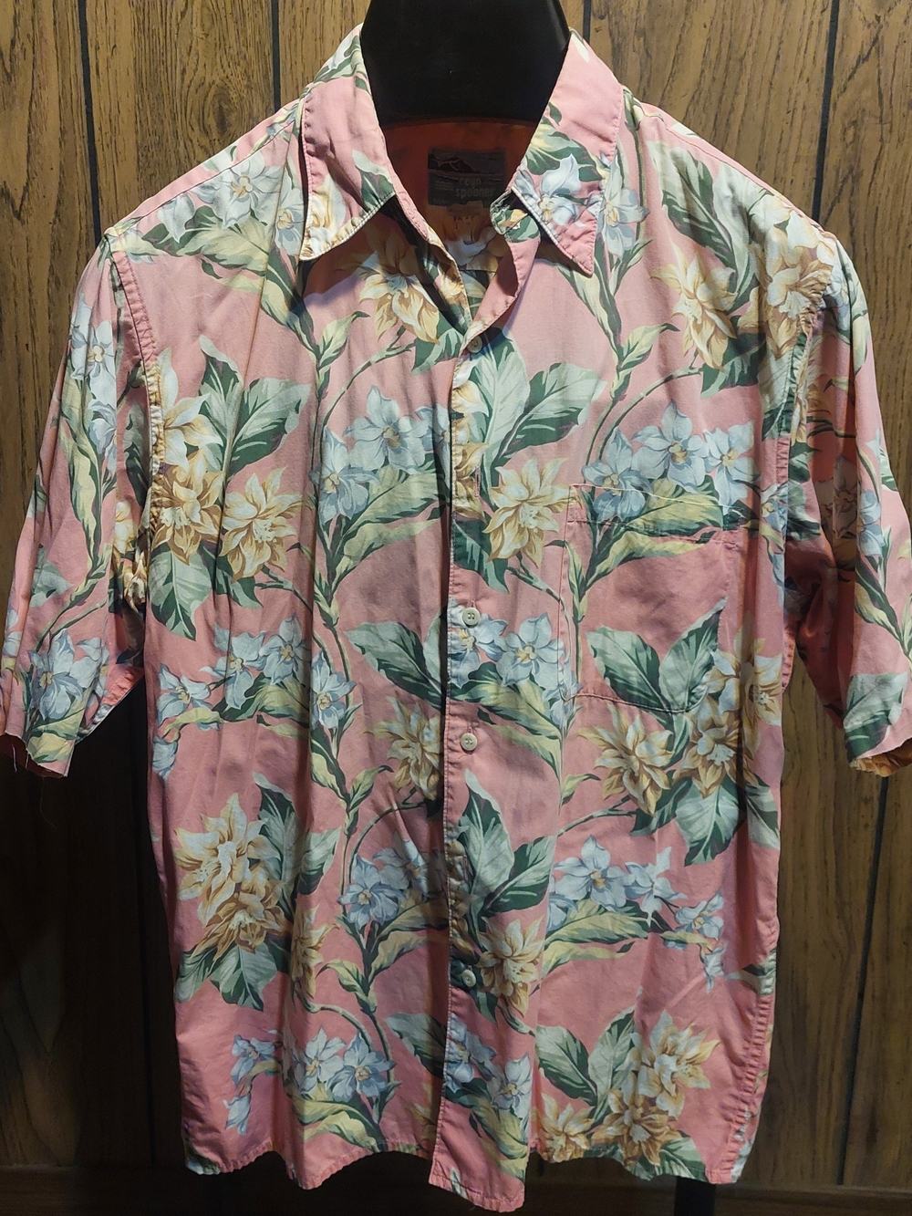 reyn spooner Pink Floral Hawaiian Short-Sleeve Button-Down Shirt Medium Y2K